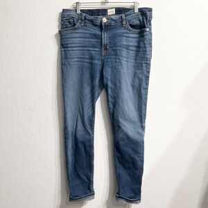 HUDSON Tall Cropped Skinny Cuffed Denim Jeans 33 Blue Stretch